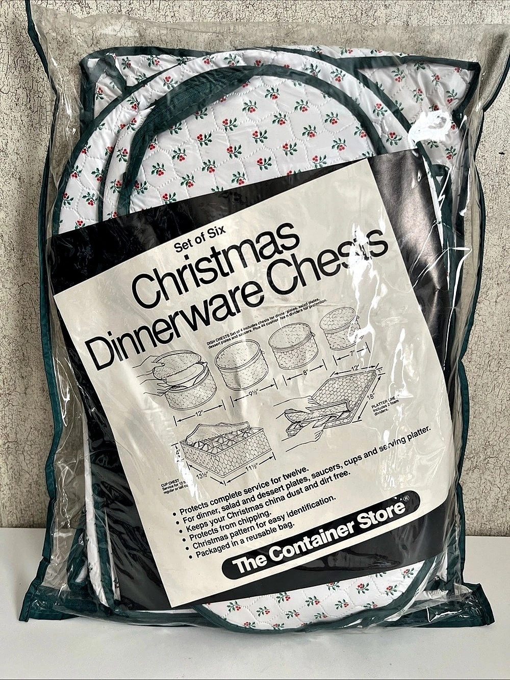 Christmas Soft Side Zippered Storage Containers Dish Plate Cups Platter Quilted